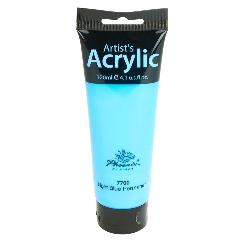 Phoenix Artist's Acrylic Paint, Light Blue Permanent, 120 ml