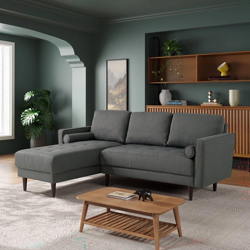 LifeStyle Solutions Langford Sofa Chaise Sectional, Heather Gray