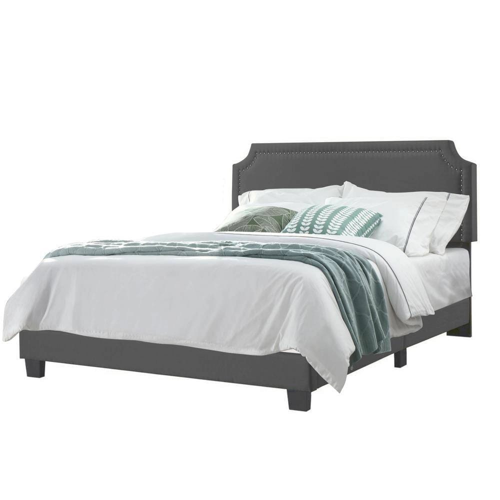 Belle Isle Furniture Regal Velvet Upholstered Bed Frame, Full, Dark Gray
