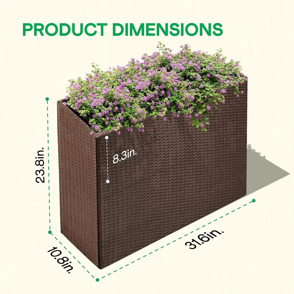 Idzo All Weather Wicker Raised Garden Bed Planter, Brown