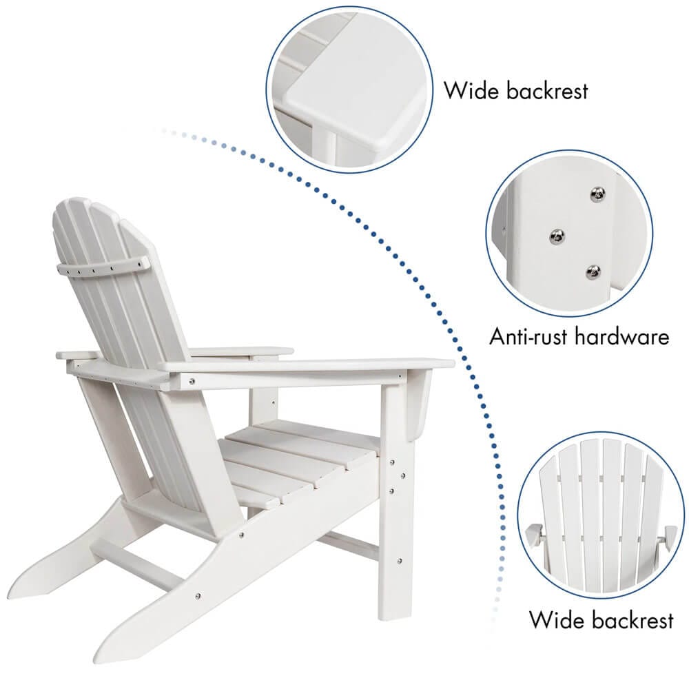 Outdoor All-Weather HDPE Adirondack Chair, White