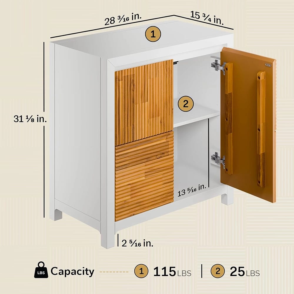 Bme Media 2-Door Cabinet, Ivory & Teak Brown