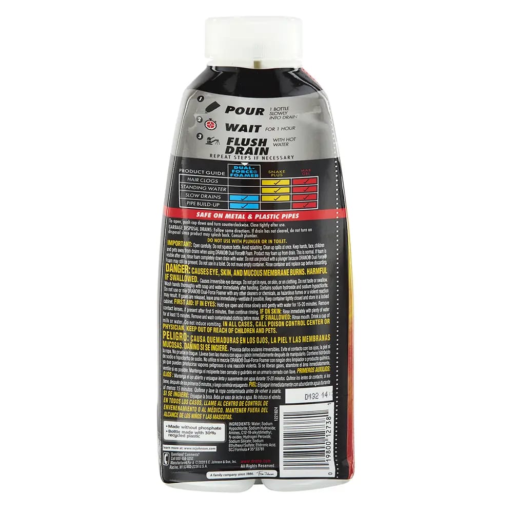 Drano Dual Force Foamer, 17 fl. oz.