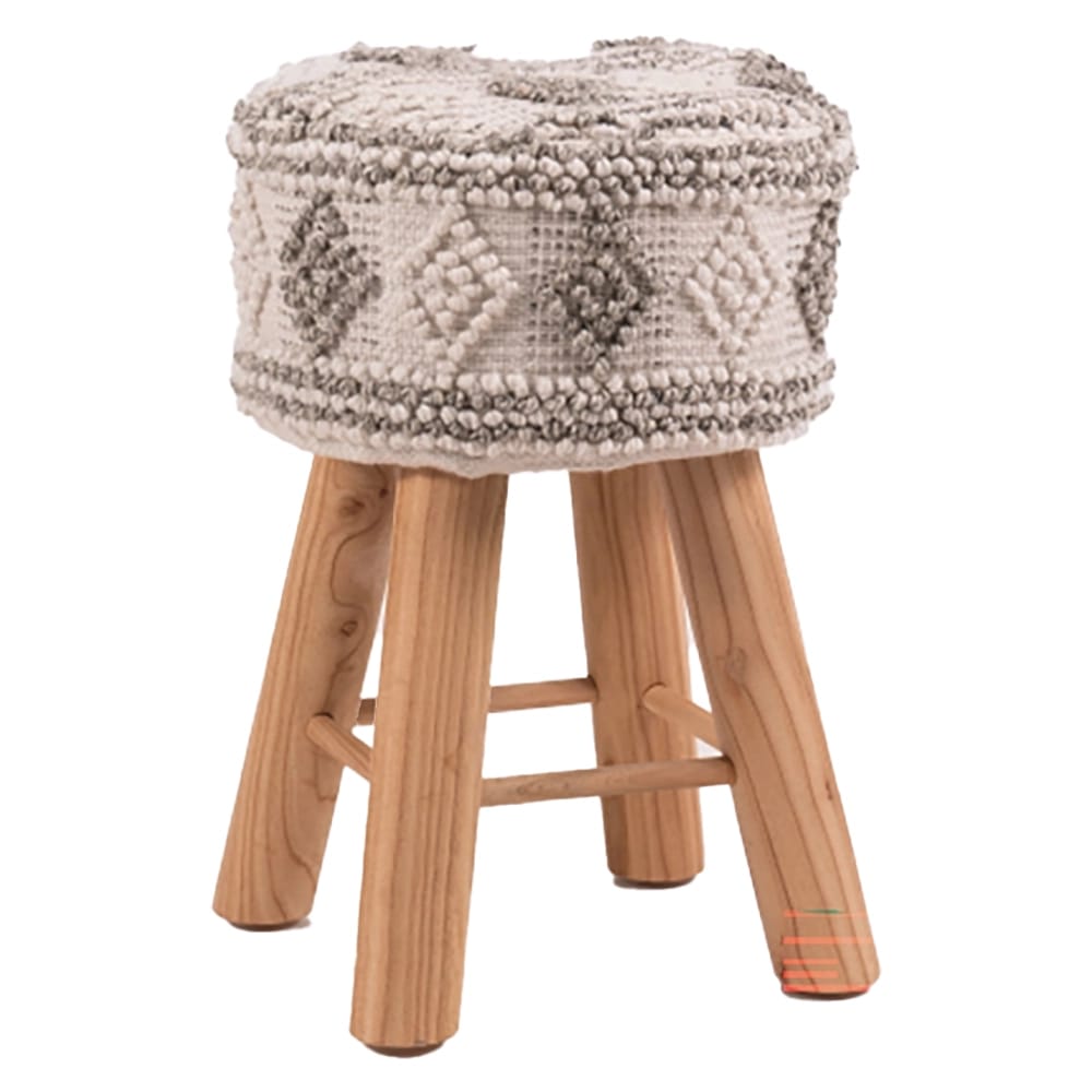 Albany Living 24" Upholstered Patterned Stool, Cream