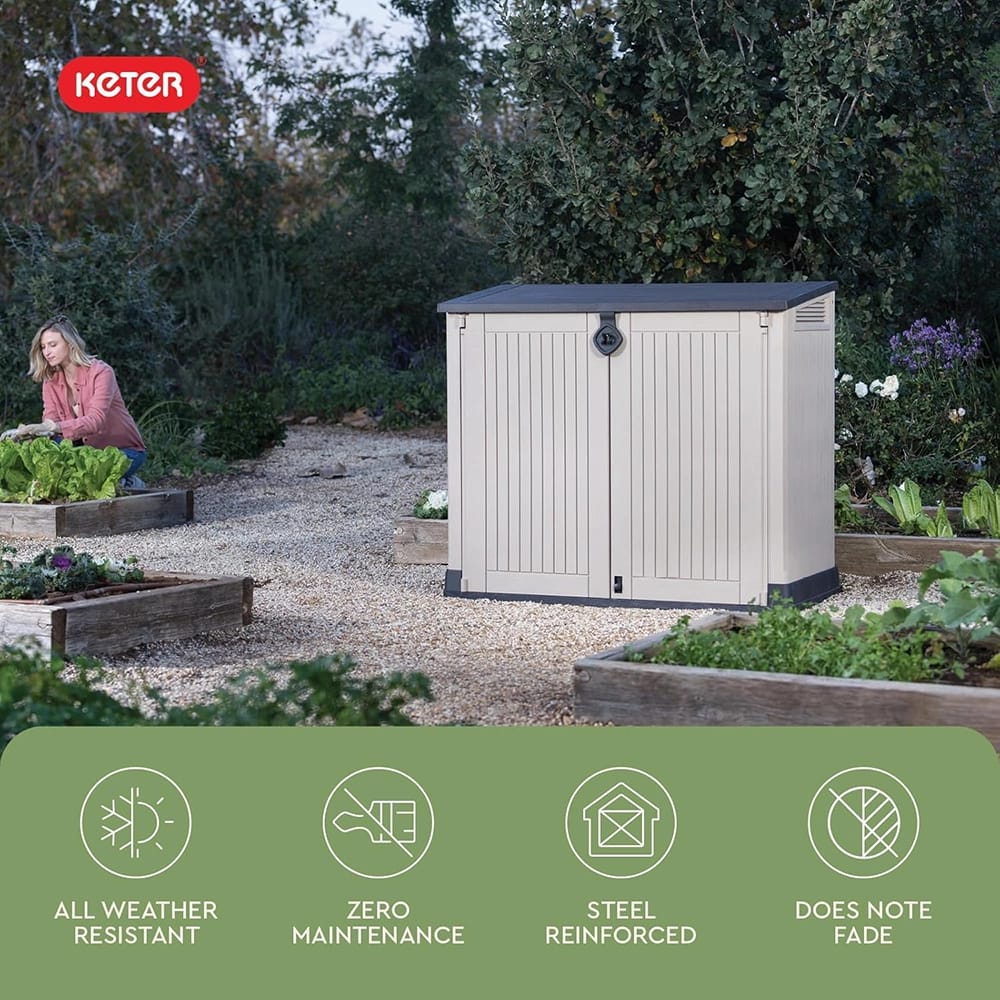 Keter Store-It-Out MIDI Outdoor Resin Storage Shed, Beige