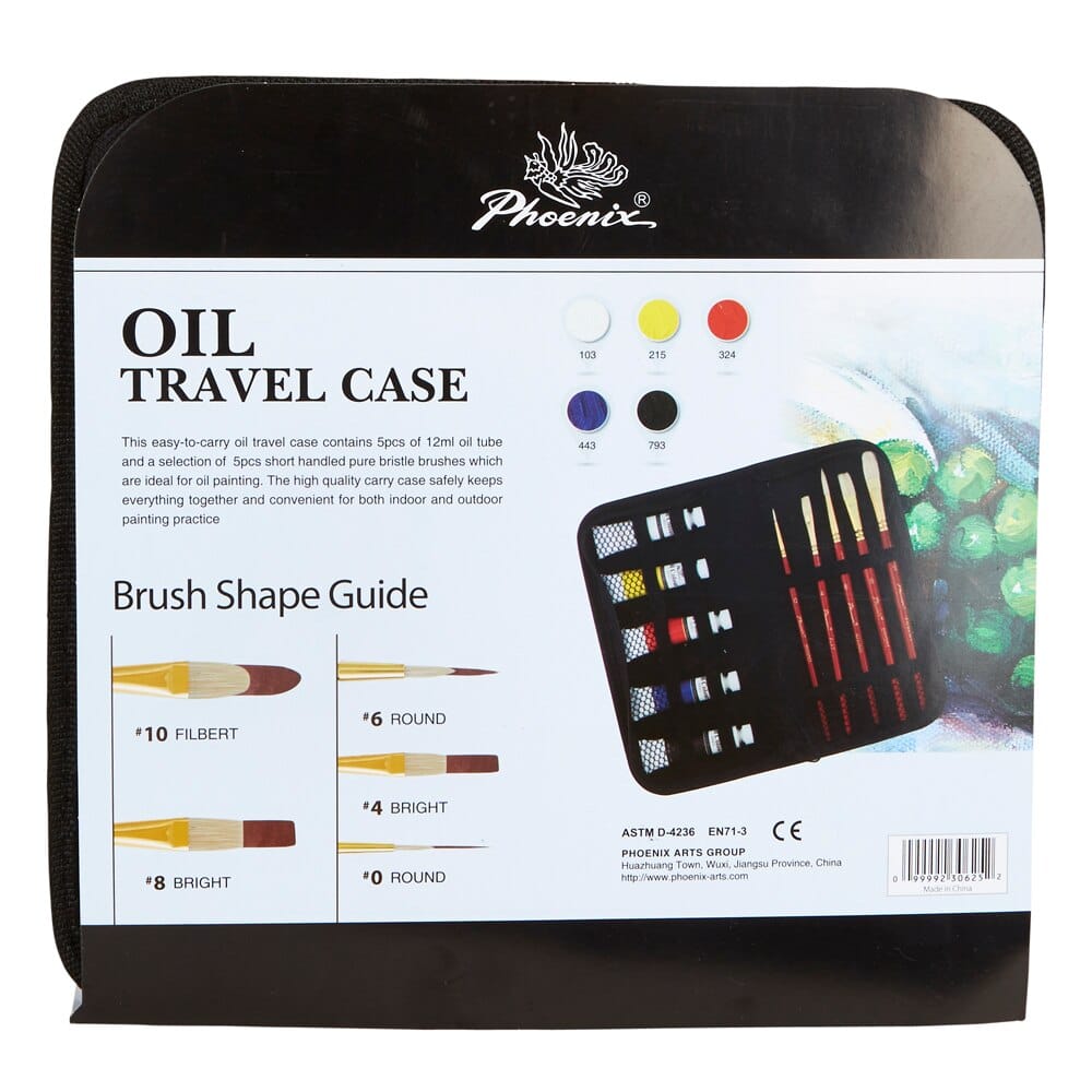 Phoenix Oil Paint Travel Set with Case, 11-Piece