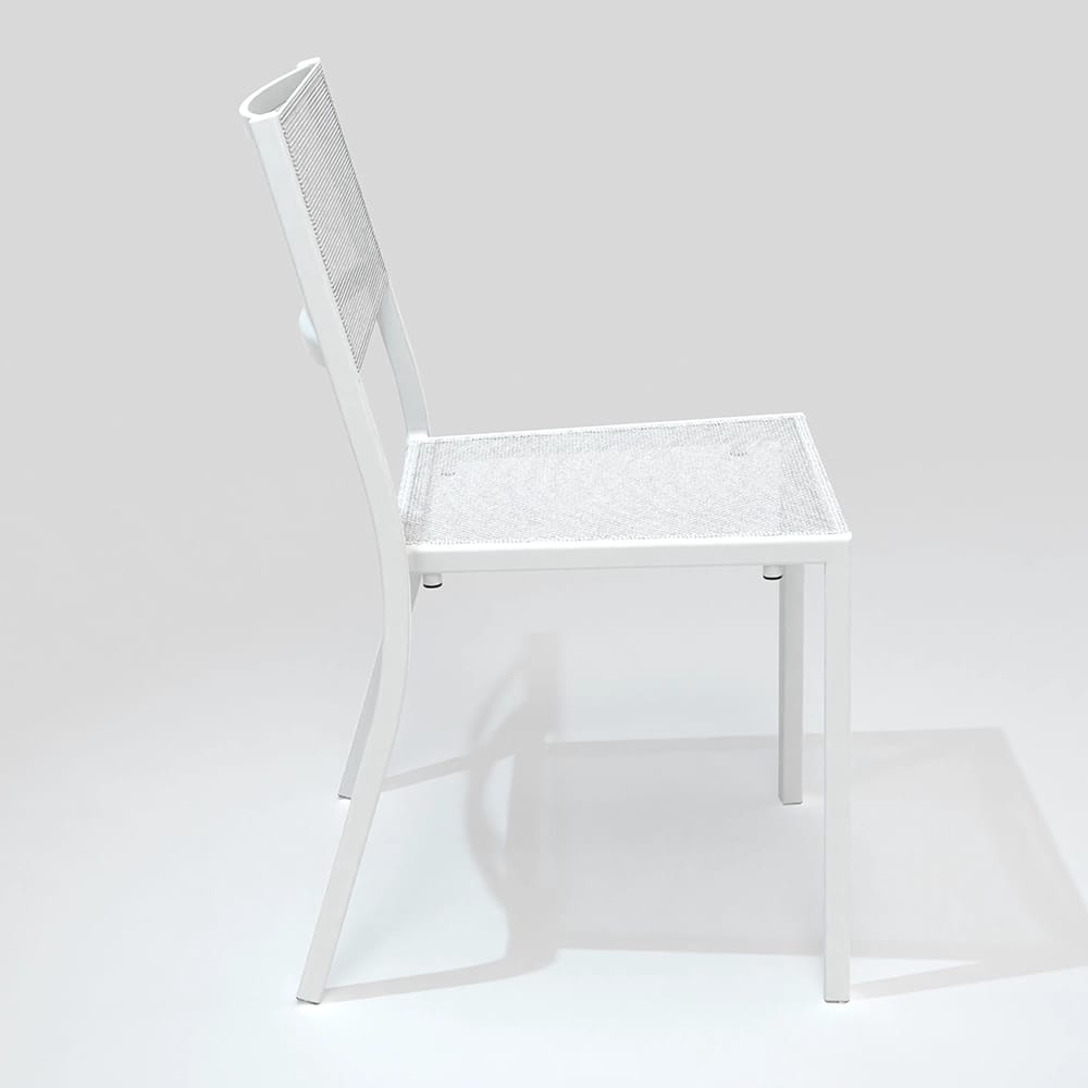 Maiori Aluminum Sling Impression Stackable Outdoor Dining Side Chair, Blanc, 4 Pack