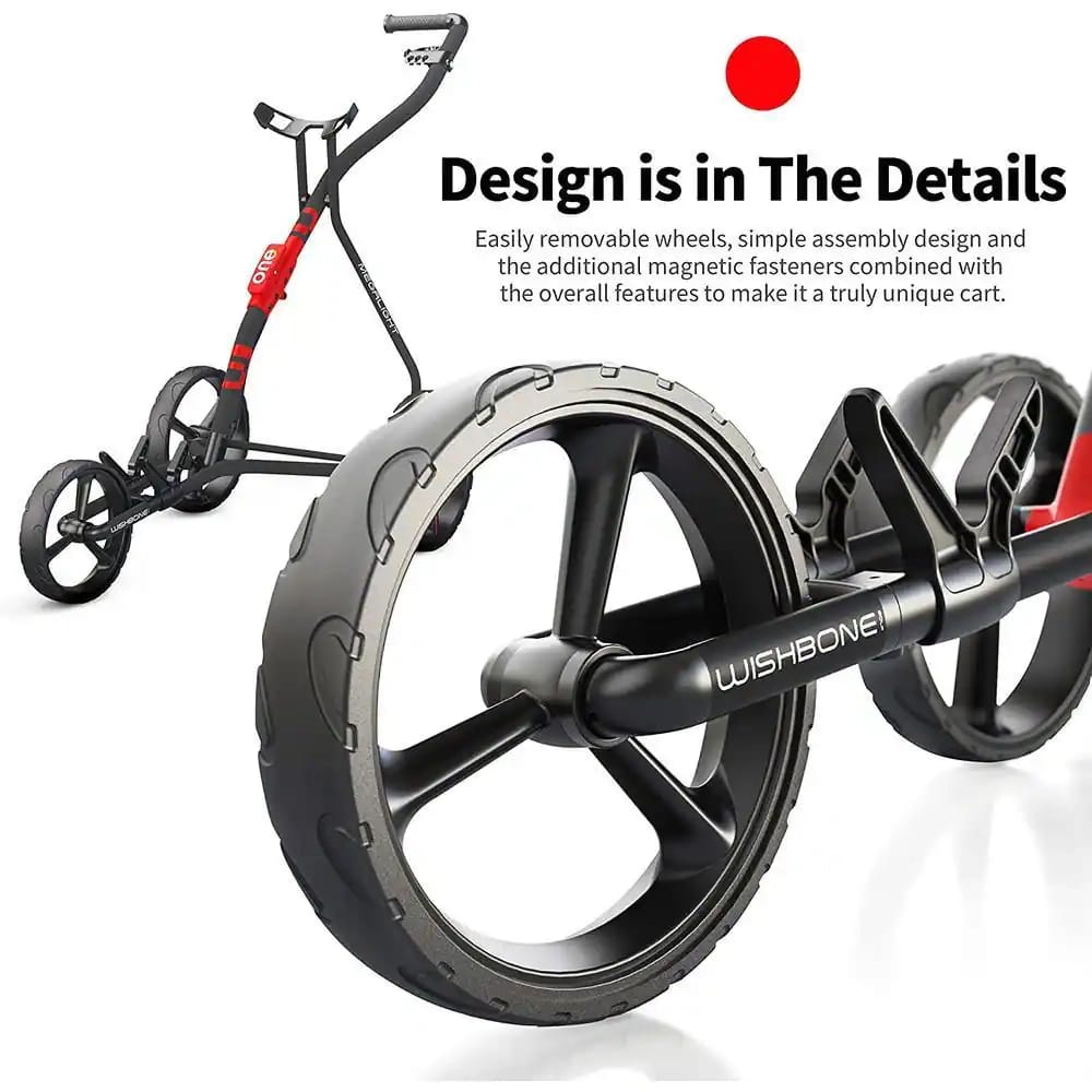 Wishbone Folding Golf Push Cart, Black/Red