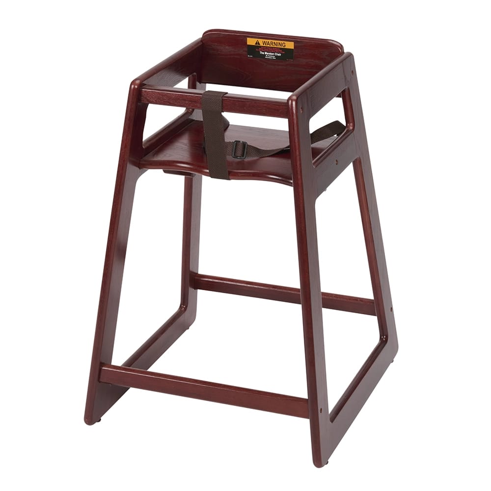 Tomlinson Industries Stacking Restaurant Wood High Chair, Red Mahogany