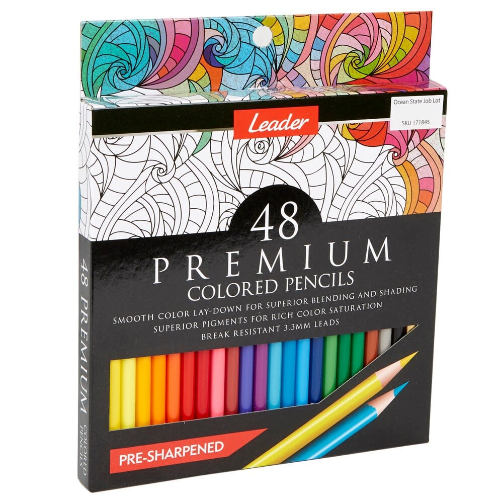 Leader Premium Colored Pencils, 48 Piece