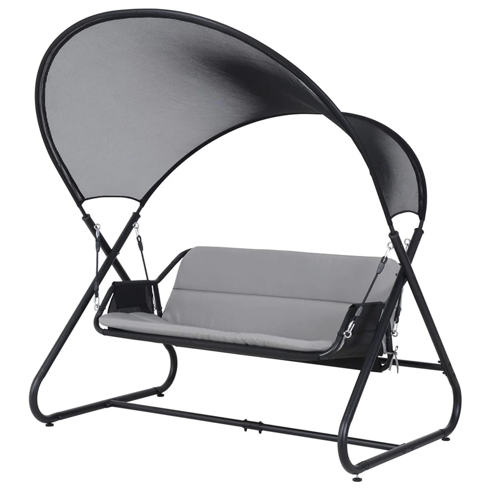 Deko Living Patio Swing Chair with Canopy, Black/Gray