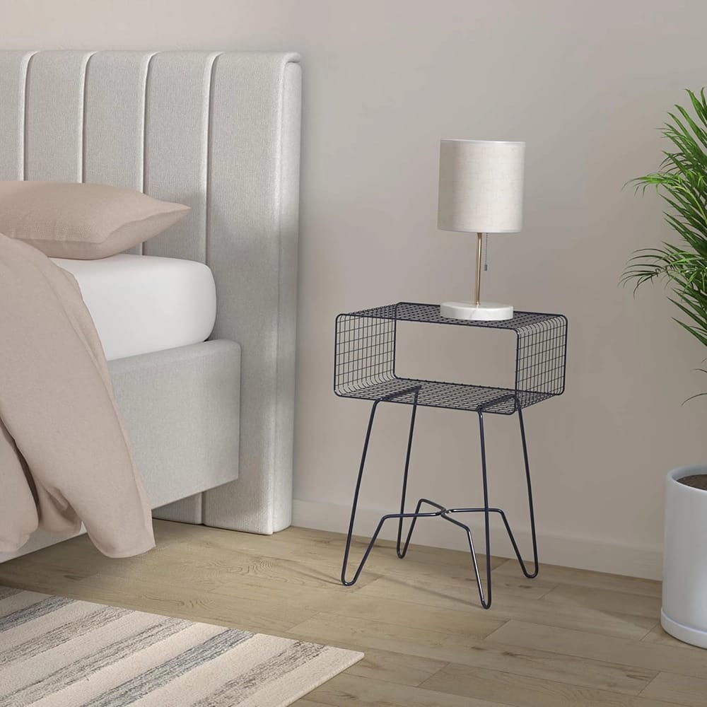 mDesign Modern Side Table, Navy Blue