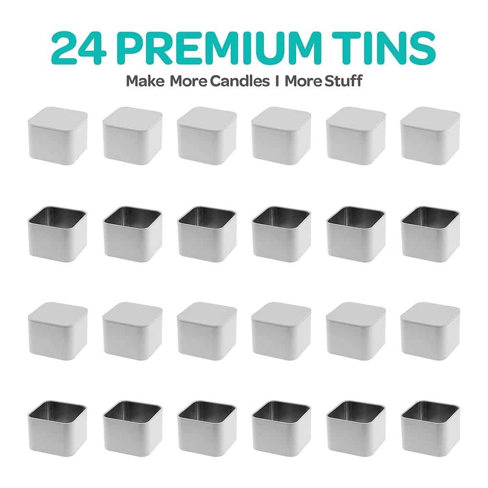 Hearts & Crafts Premium Square Tins, White, 24 Pack