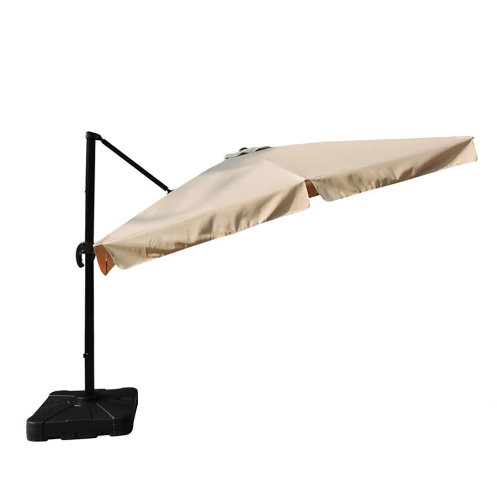 Island Umbrella Santorini II 10' Square Cantilever Umbrella with Valance, Bronze