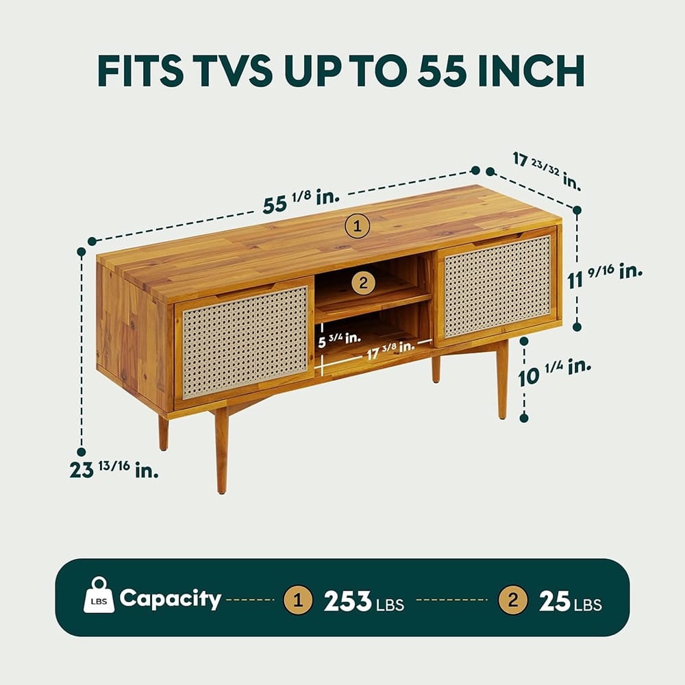Bme Solid Wood Oliver TV Stand, Caramel