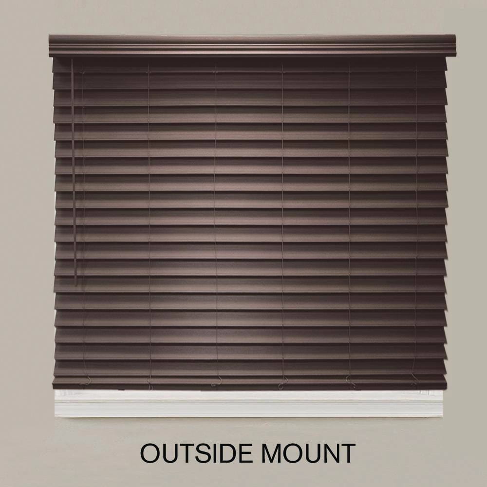 Cordless Premium Faux Wood Blinds with 2.5" Slats, Espresso, 36" x 64"