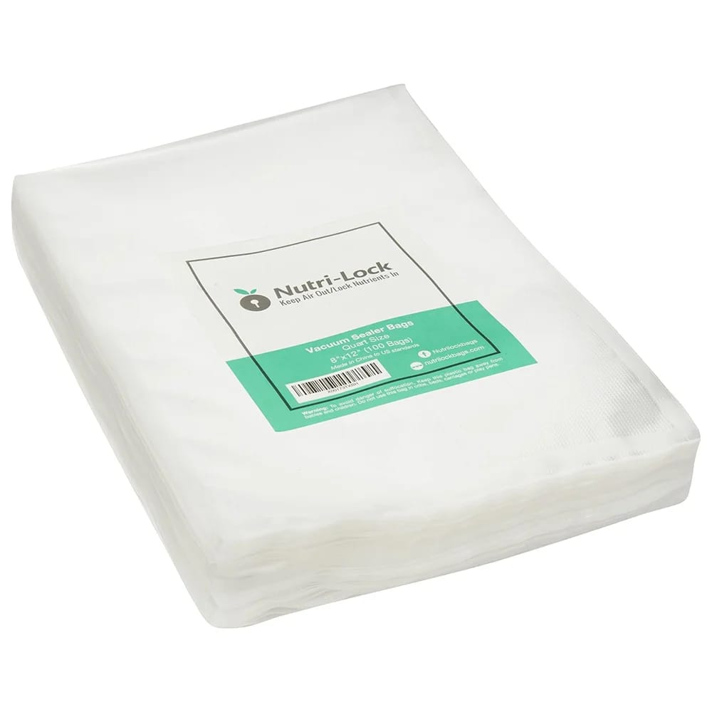 Nutri-Lock Vacuum Sealer Quart Bags, 8" x 12", 100 Pack