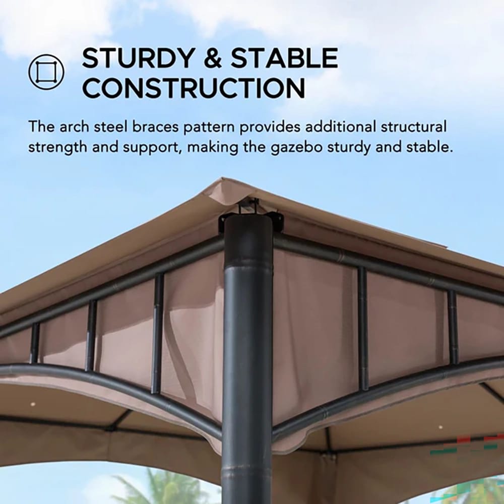Sunjoy 11' x 11' Canopy Gazebo with Bamboo Look Steel Frame