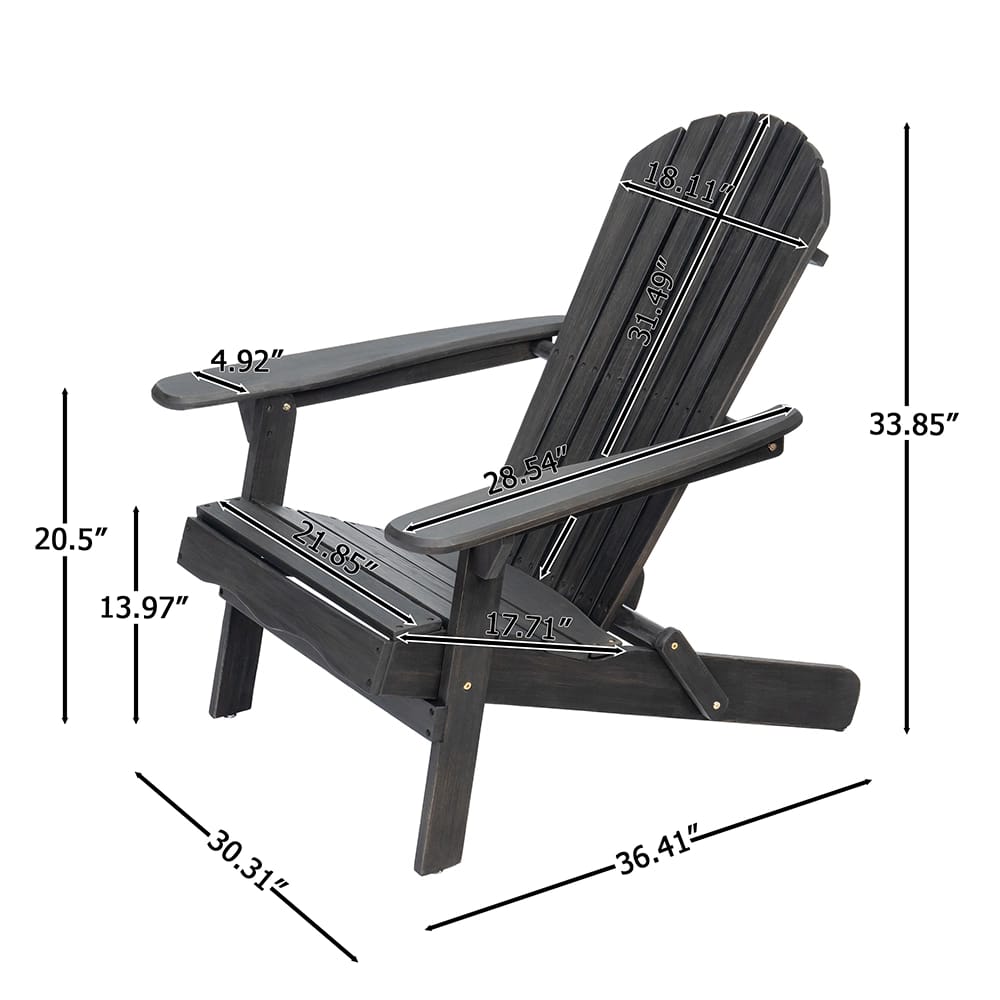 Folding Adirondack Chair, Dark Gray
