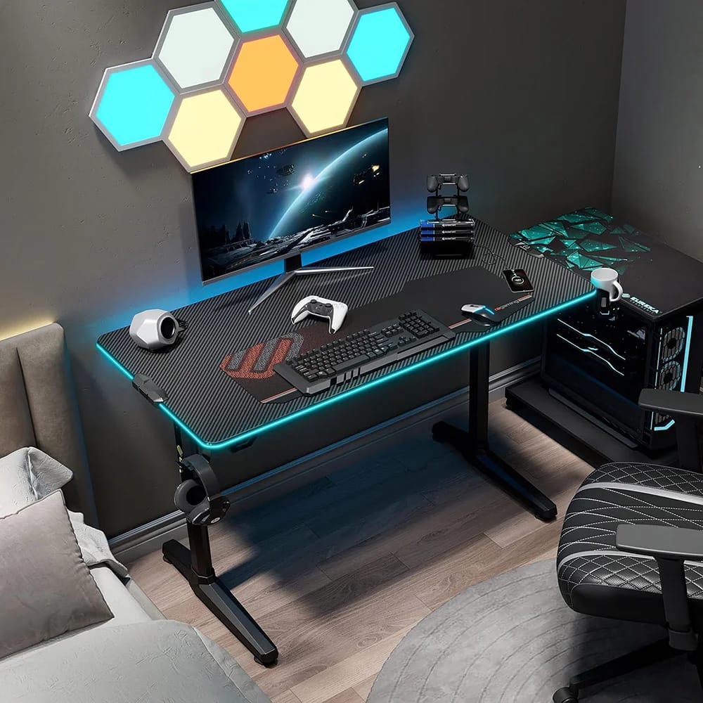 Eureka Ergonomic LED Gaming Desk, Black