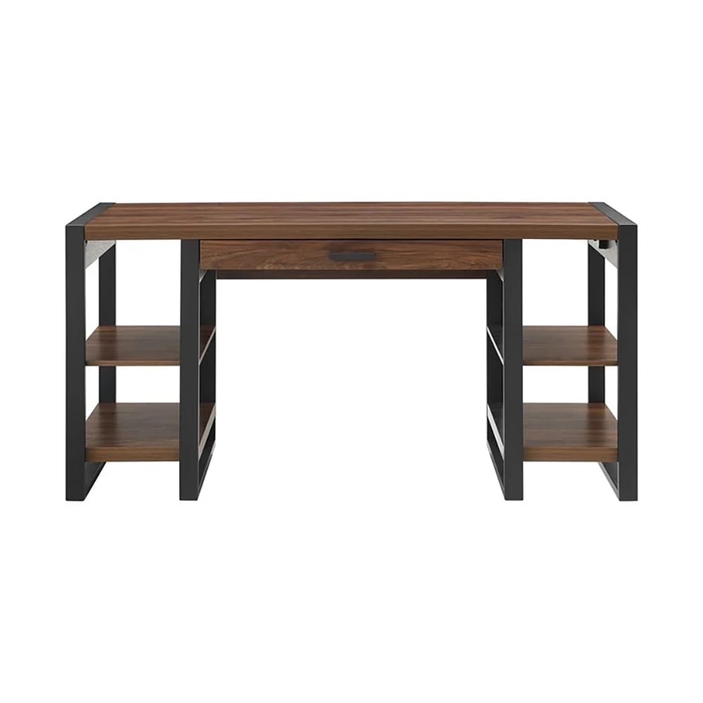 Walker Edison Wood Storage Desk, Dark Walnut, 60"