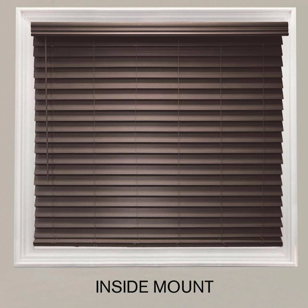 Cordless Premium Faux Wood Blinds with 2.5" Slats, Espresso, 23" x 72"