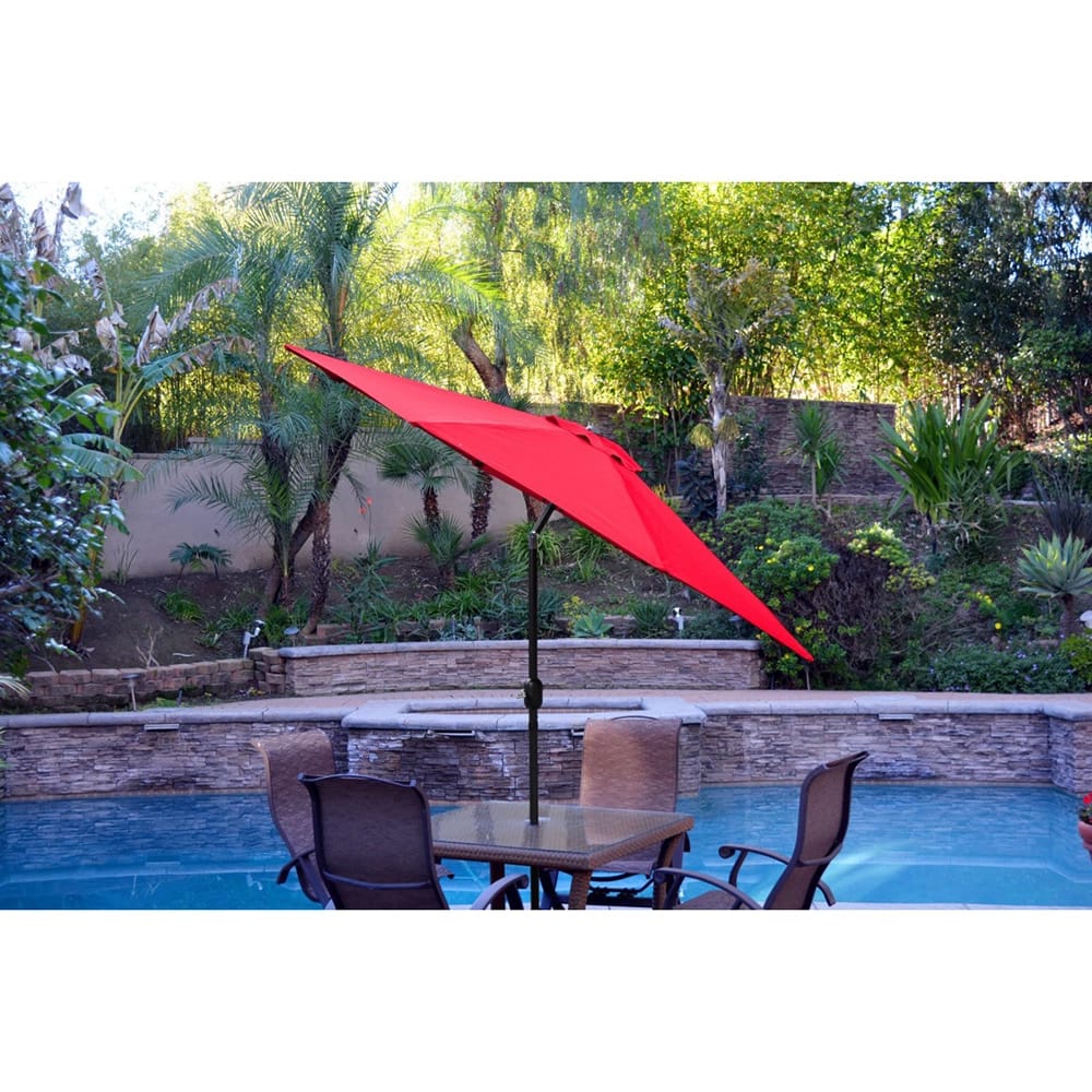 Jeco 9' Aluminum Patio Market Umbrella with Tilt and Crank, Red/Black