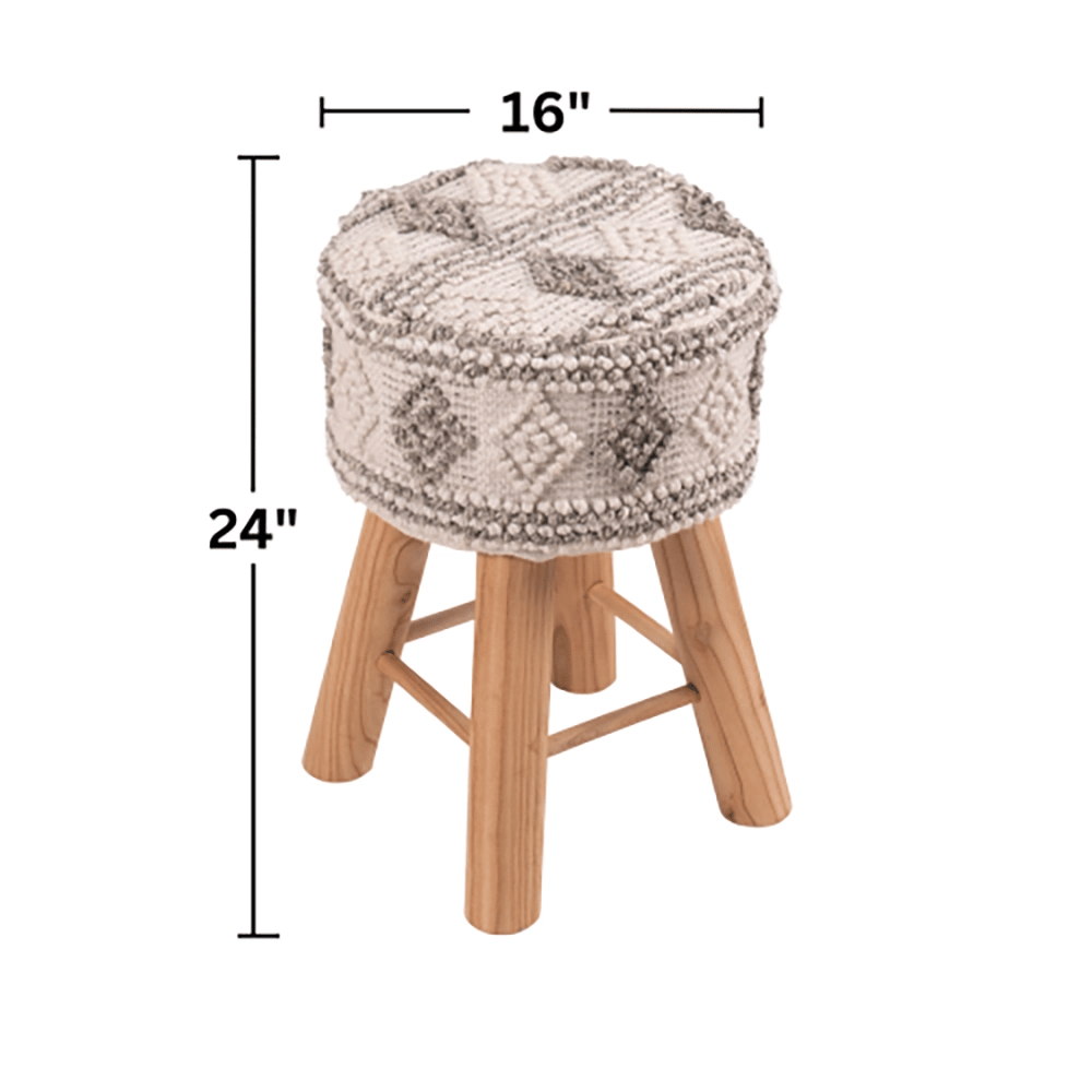 Albany Living 24" Upholstered Patterned Stool, Cream