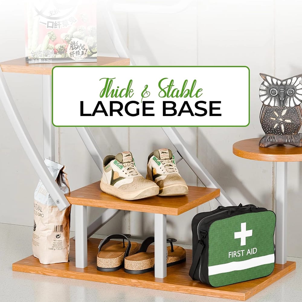 Idzo 6-Tier 9-Potted Steel Wood Plant Stand With Hanger, White