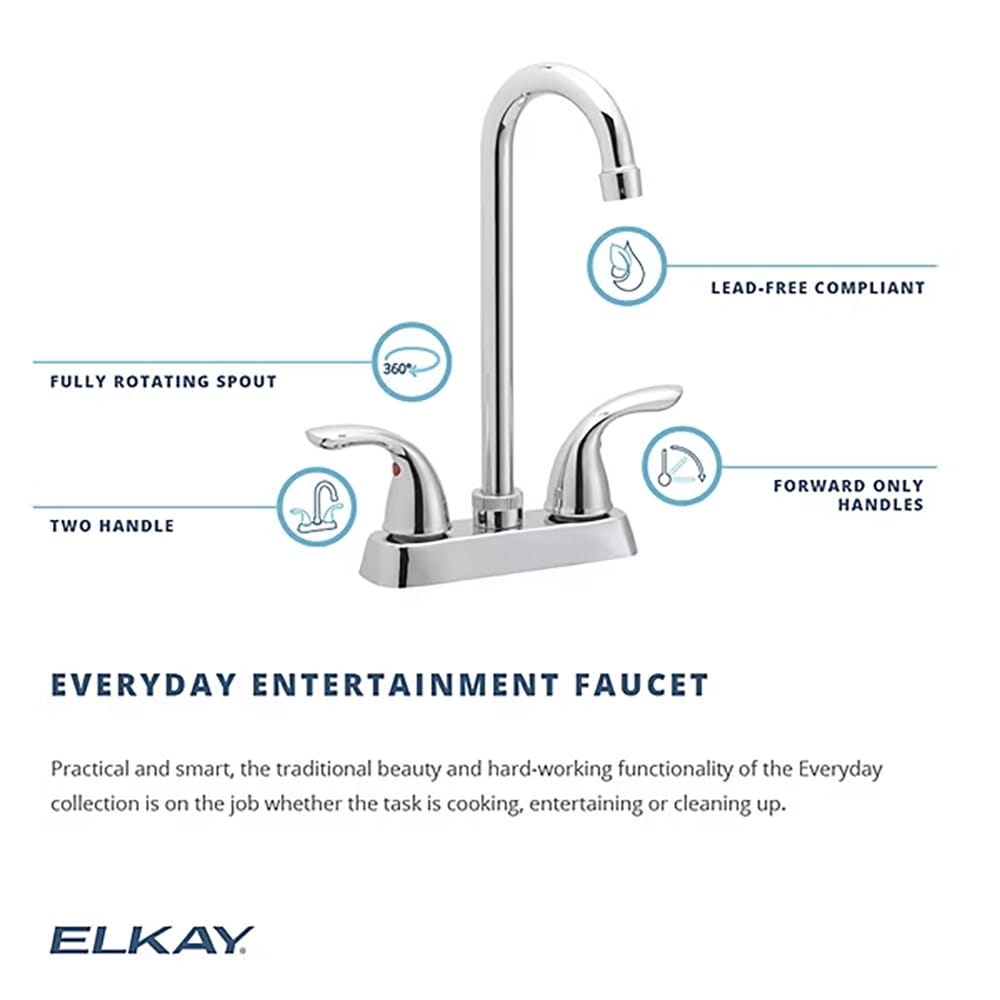 Elkay Everyday Bar Deck Mount Faucet and Lever Handles, Chrome