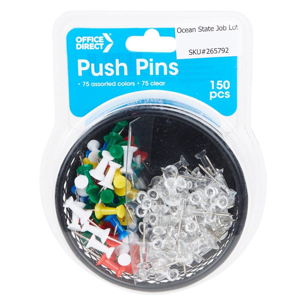 Office Direct Assorted Push Pins, 150-Count