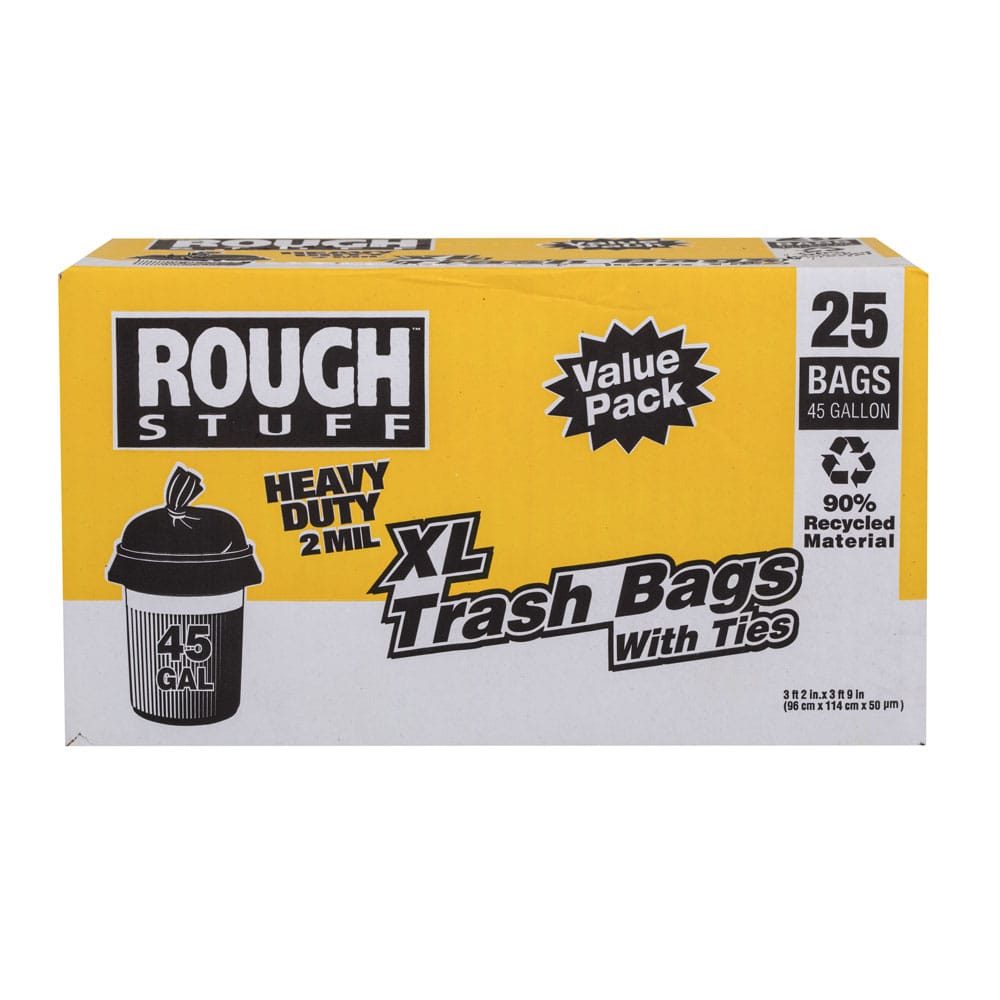 Rough Stuff 45 Gal Heavy-Duty Trash Bags, 25 Count