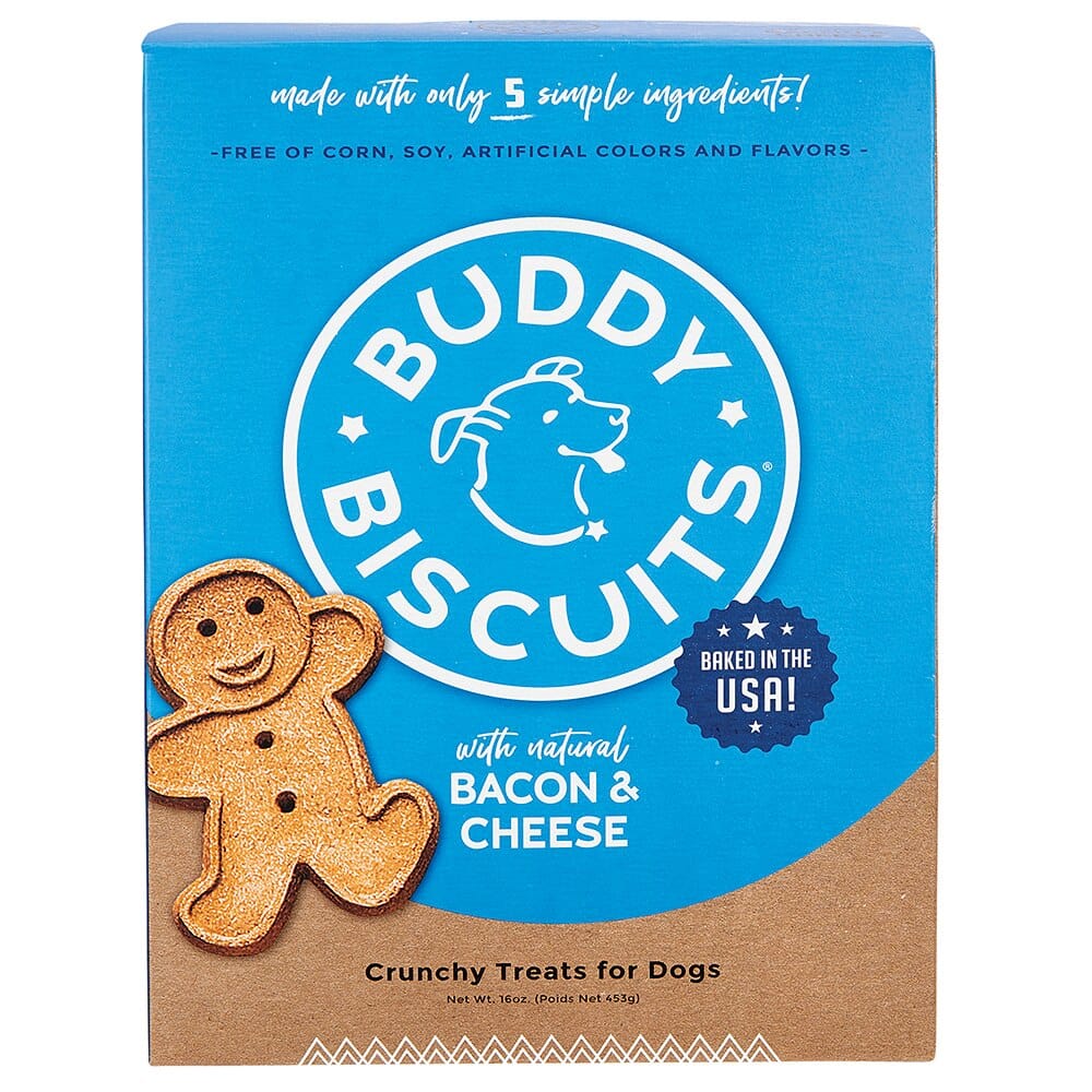 Buddy Biscuits Crunchy Treats for Dogs with Natural Bacon & Cheese, 16 oz