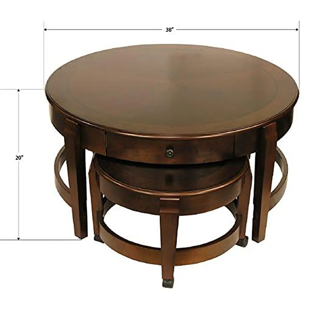 Fairview Game Rooms Nesting Table Set with Mini Table on Wheels, Chestnut