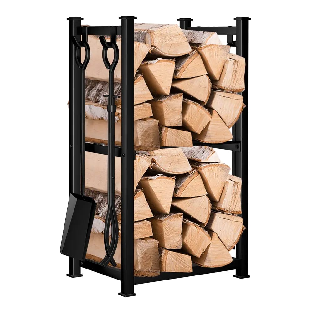 Amagabeli Fireplace Log Rack with Tool Set
