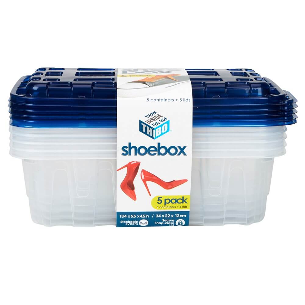 Storage Shoeboxes with Lids, 5-Count