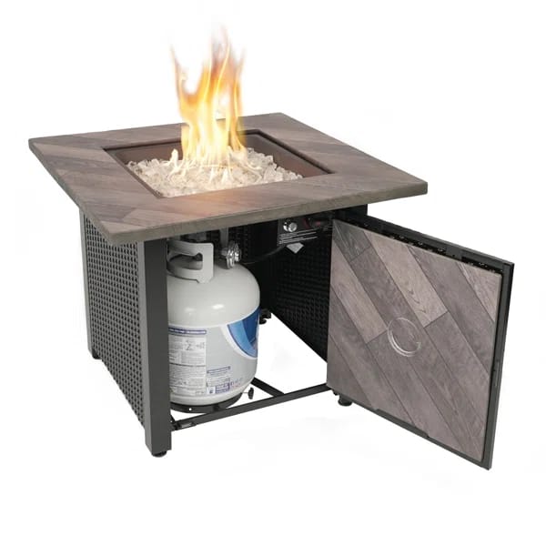Endless Summer 30" Square LP Gas Fire Pit, 30,000 BTU, White Fireglass