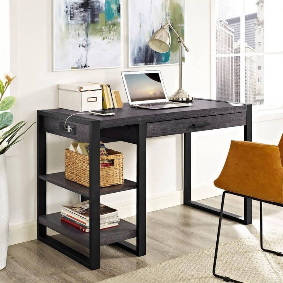 Walker Edison Urban Blend Computer Desk, Charcoal