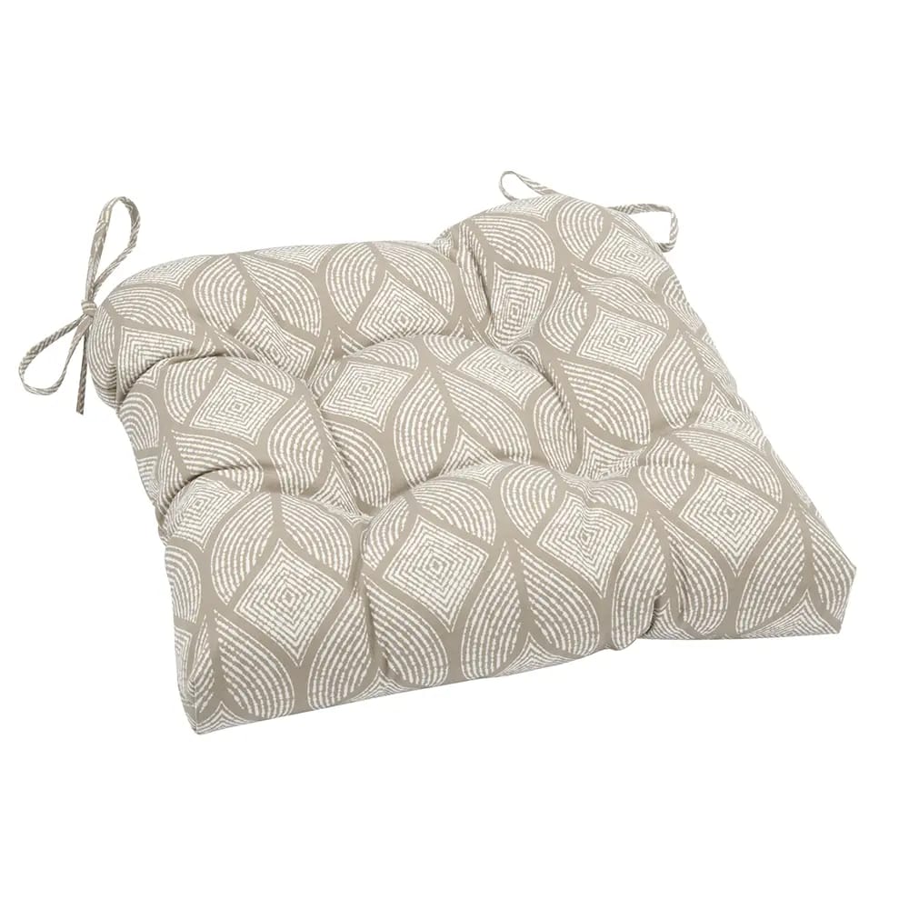 Seat Cushion, Beige Geometric