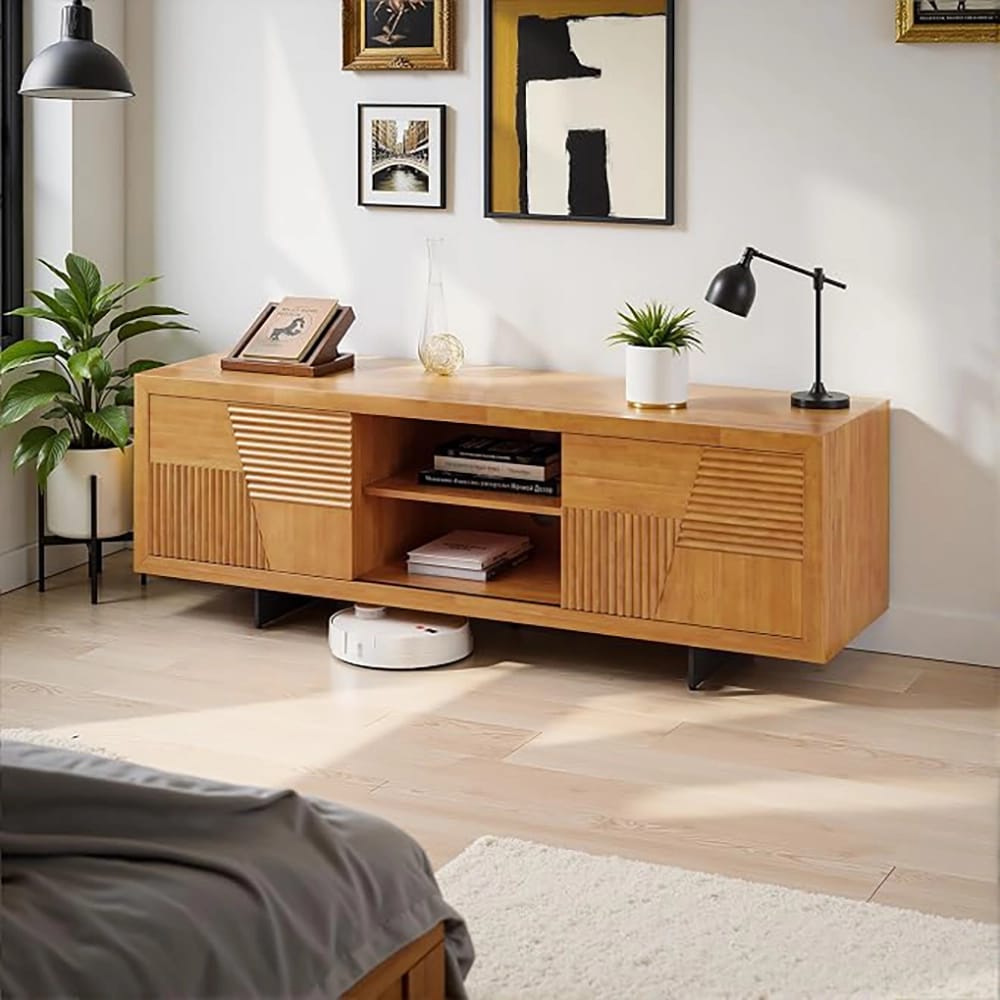 Bme Trapeze TV Stand, Teak Brown