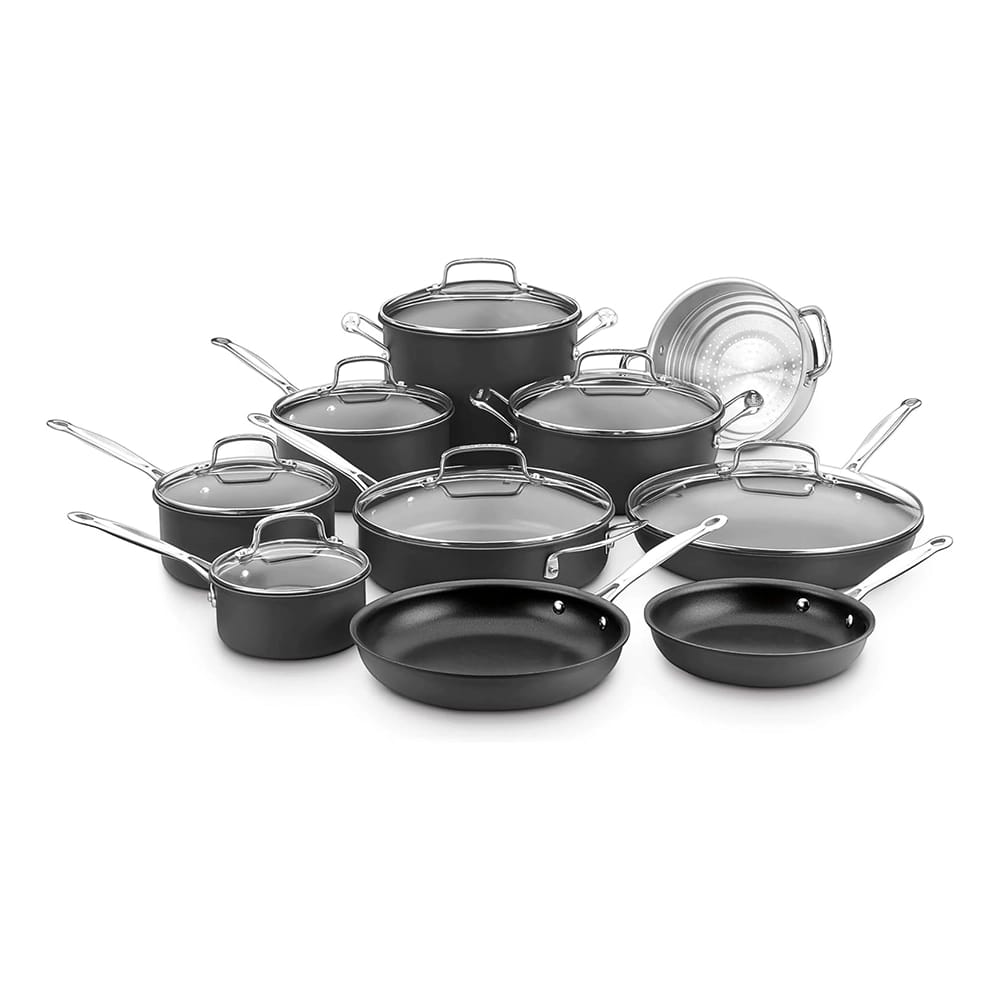 Cuisinart Nonstick Hard Anodized 17 Piece Cookware Set, Black