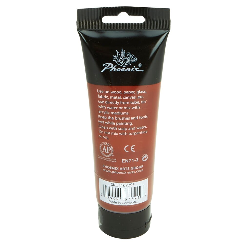 Phoenix Artist's Acrylic Paint, Burnt Sienna, 120 ml