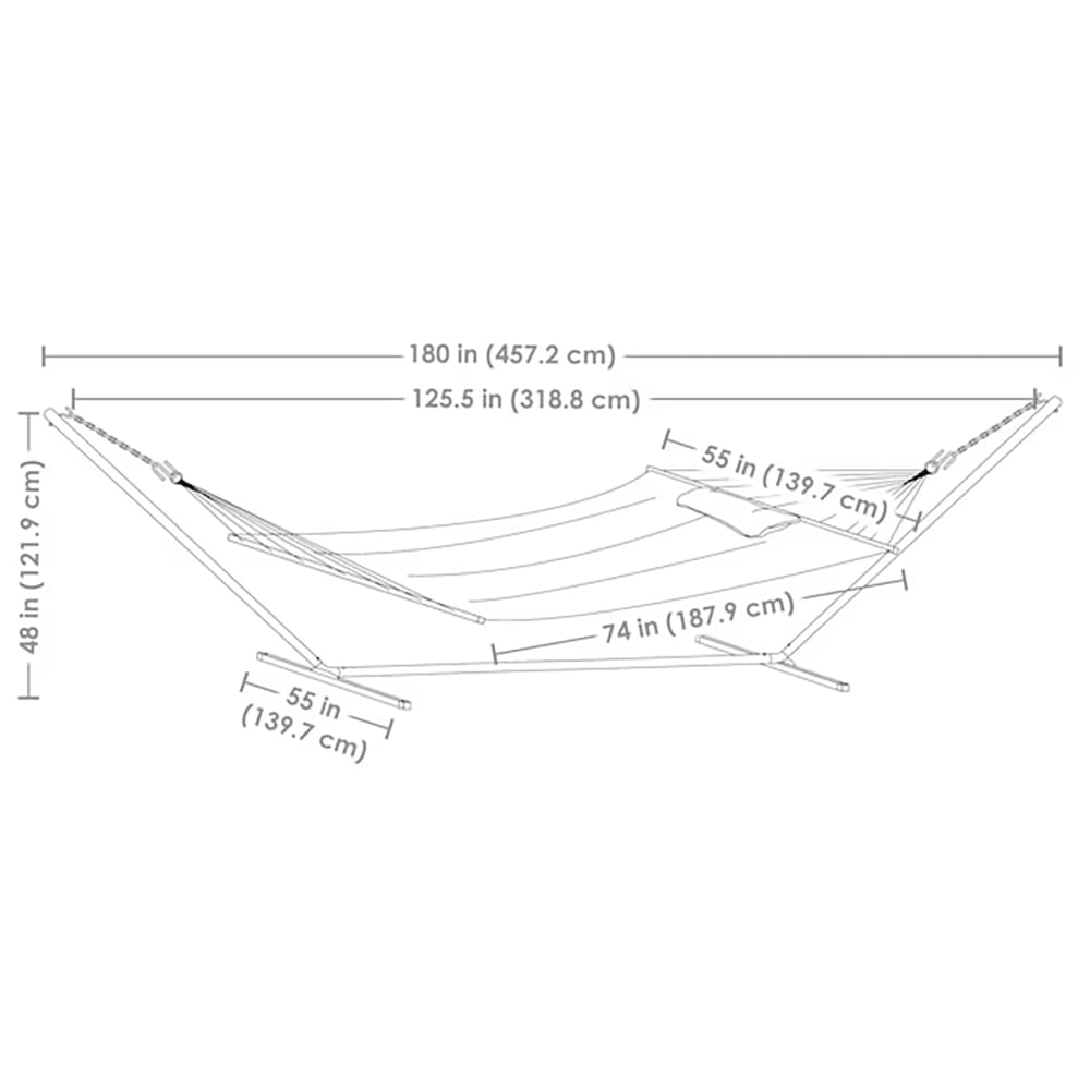 Sunnydaze 2-Person Outdoor Fabric Hammock with Stand, Blue/Green