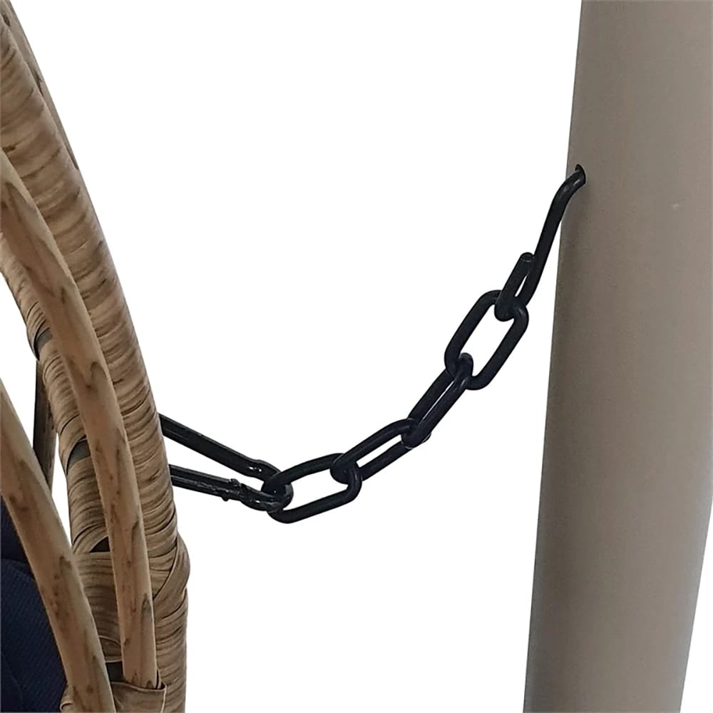 TK Classics Wicker Swing Chair, Beige/Navy