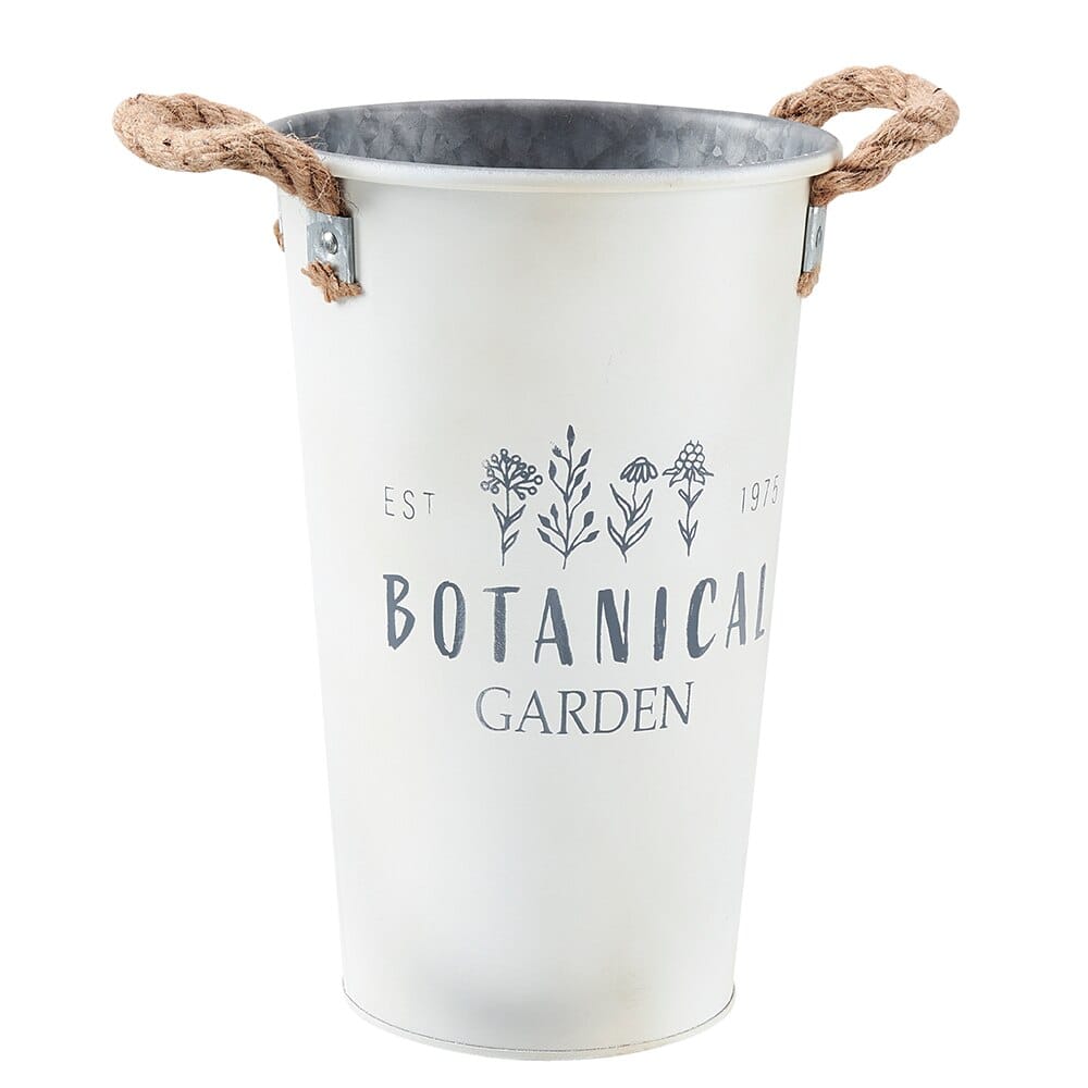 11" Tall Galvanized Metal Bucket with Rope Handles