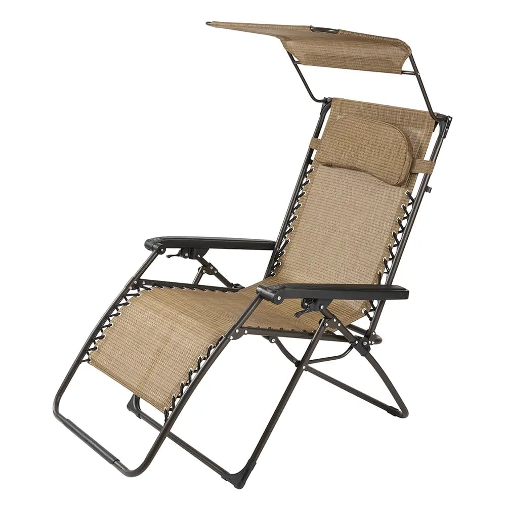 Oversized Zero Gravity Chair with Canopy, Tan