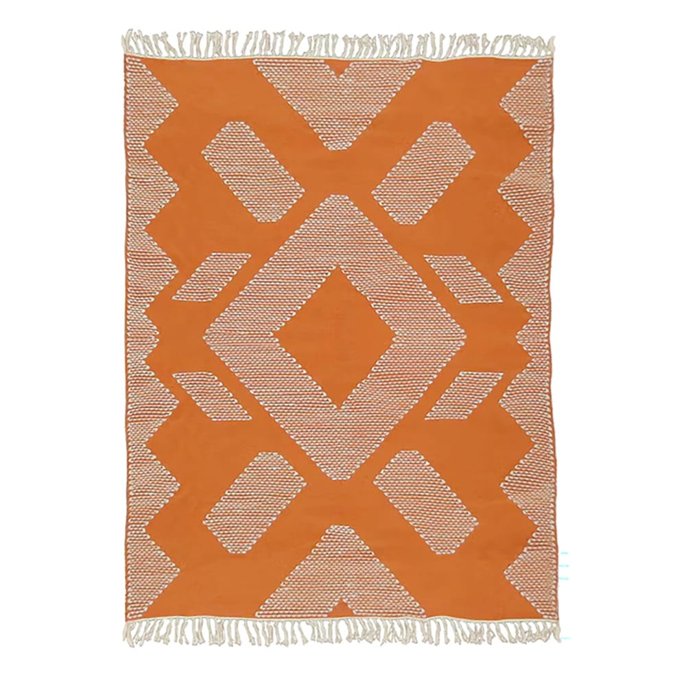 Hand Woven Polyester Indoor/Outdoor Rug, Papaya 5' x 7'