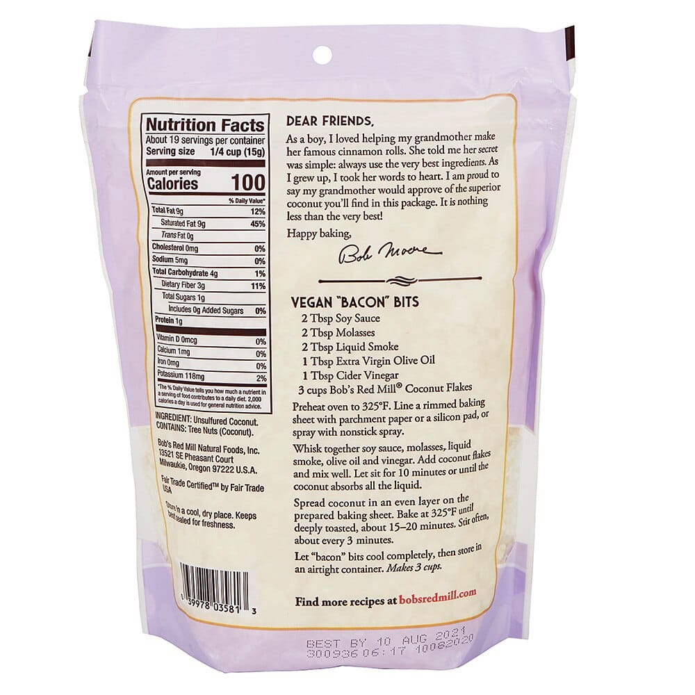 Bob's Red Mill Unsweetened Coconut Flakes, 10 oz