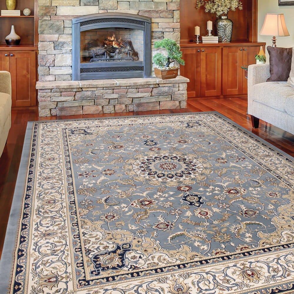 Newbury Area Rug, 10'10" x 15', Jamila Blue/Ivory