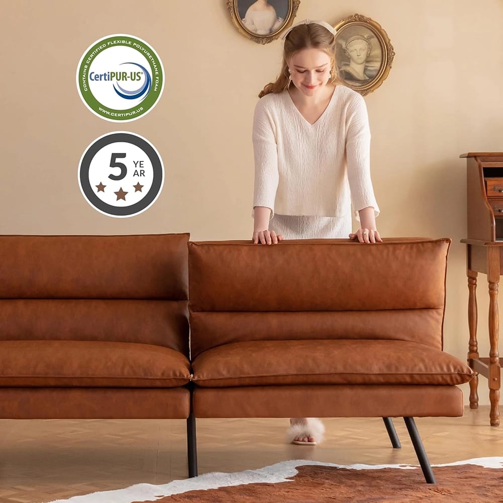 Memory Foam Futon Sofa Bed, Brown